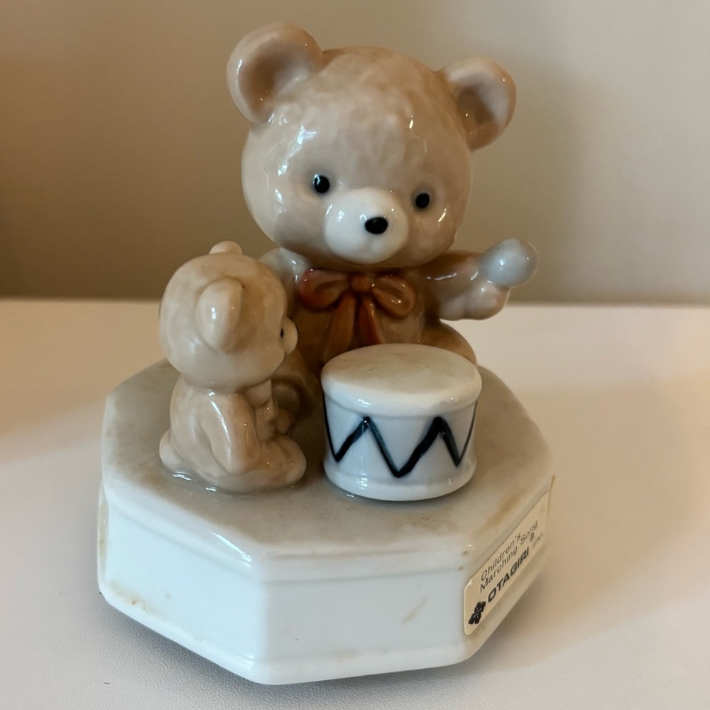 Vintage Otagiri Teddy Bear Drum Porcelain Music Box Children's Marching Song - Picture 3 of 10